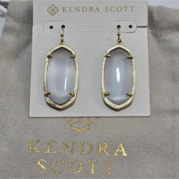 Kendra‎ Elle Slate Grey Cats Eye And Gold Plated Earrings New - Picture 3 of 4